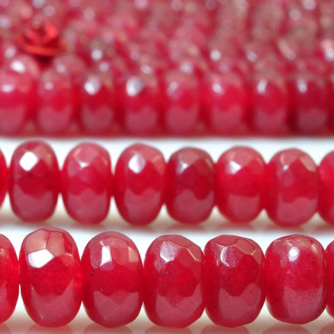 YesBeads Natural Dyed Red Jade faceted rondelle beads loose gems wholesale gemstone jewelry making bracelet stuff