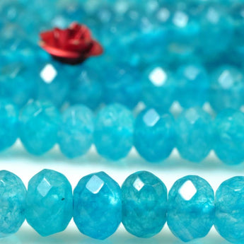 92 pcs of Natural Dyed Blue Jade faceted rondelle beads in 4x6mm