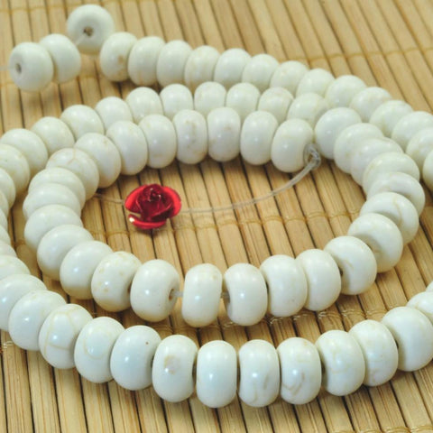78 Pcs of  Natural white Turquoise smooth rondelle beads in 5x8mm