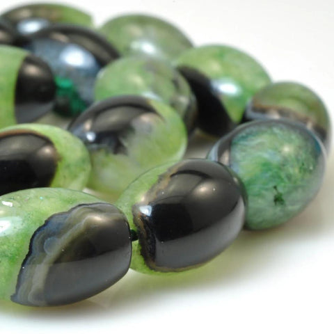 YesBeads Green Agate smooth rice beads wholesale gemstone jewelry making 15"
