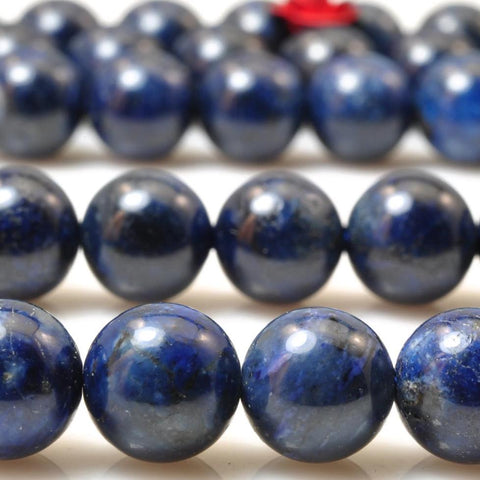 47 pcs of  Blue stone smooth round beads in 8mm