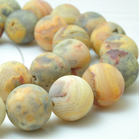 37 pcs of Natural Rainbow Mexican Crazy Lace Agate matte round beads in 10mm