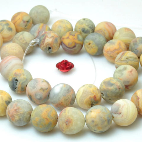 37 pcs of Natural Rainbow Mexican Crazy Lace Agate matte round beads in 10mm