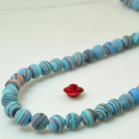YesBeads Blue Malachite matte round Synthetic beads wholesale jewelry making