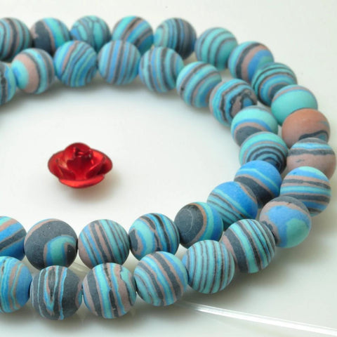 YesBeads Blue Malachite matte round Synthetic beads wholesale jewelry making