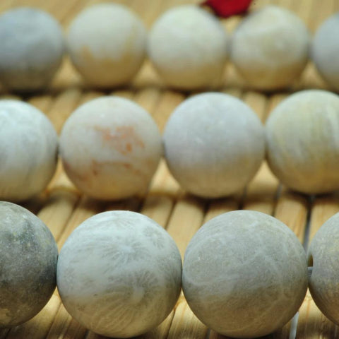37 pcs of Coral fossil matte  round  beads in 10mm