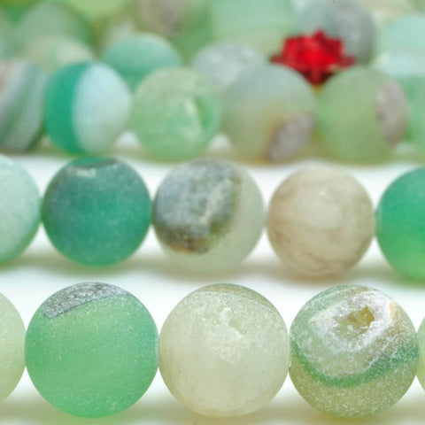 47 pcs of  Green Agate matte round beads in 8mm