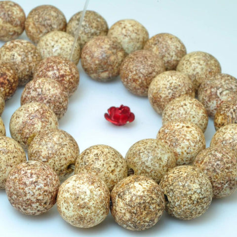 YesBeads Bodhi Jasper matte round loose beads bodhi mala wholesale gemstone jewelry 15"