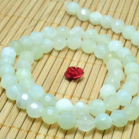 60 pcs of  Natural New Jade faceted  round beads in 6mm