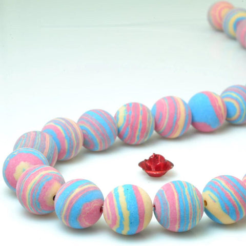 37 pcs of Rainbow Malachite matte Synthetic round beads in 10mm