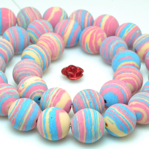 37 pcs of Rainbow Malachite matte Synthetic round beads in 10mm