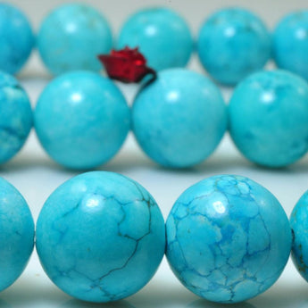 YesBeads Green Turquoise smooth round loose beads wholesale gemstone jewelry 12mm