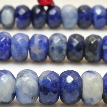 70 pcs of Blue Sodalite Stone faceted rondelle in 5x8mm