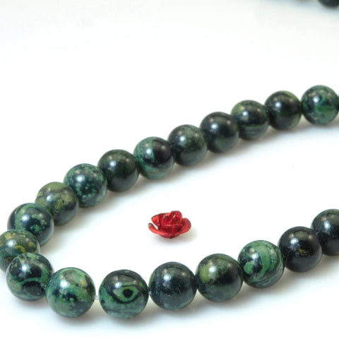 YesBeads Natural Kambaba Jasper green gemstone smooth round beads wholesale 15"
