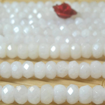 YesBeads Natural White Jade faceted rondelle loose beads wholesale gemstone jewelry