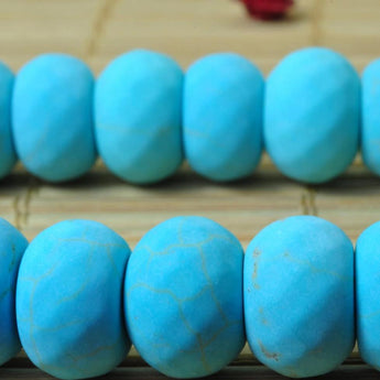 YesBeads 15 inches of Turquoise matte rondelle beads in 8x12mm