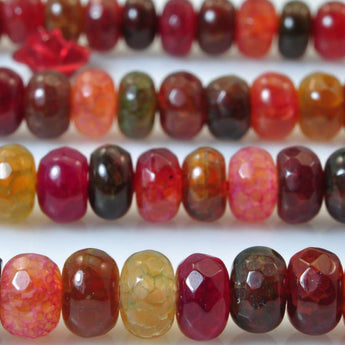 90 pcs of Natural Rainbow Agate faceted rondelle beads in 4x6mm