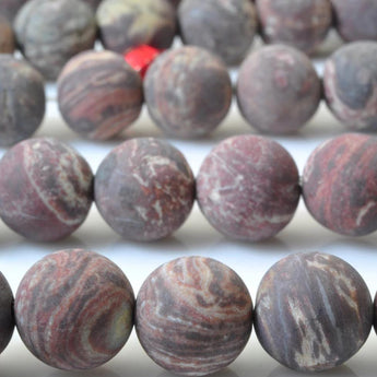 37 pcs of Natural Rainbow jasper matte round beads in 10mm
