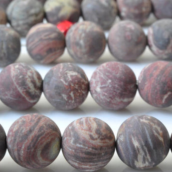 37 pcs of Natural Rainbow jasper matte round beads in 10mm