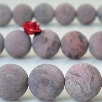 37 pcs of Natural Grass flower stone matte round beads in 10mm