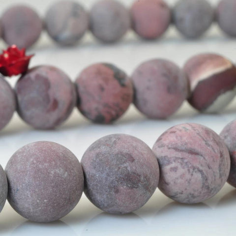 37 pcs of Natural Grass flower stone matte round beads in 10mm