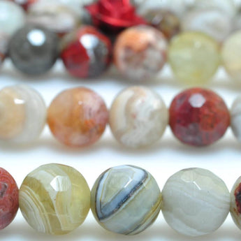 62 pcs of Natural Rainbow Mexican Crazy Lace Agate faceted round beads in 6mm