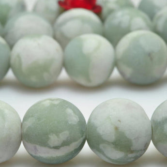 YesBeads Natural Peace green jade matte round beads gemstone wholesale jewelry