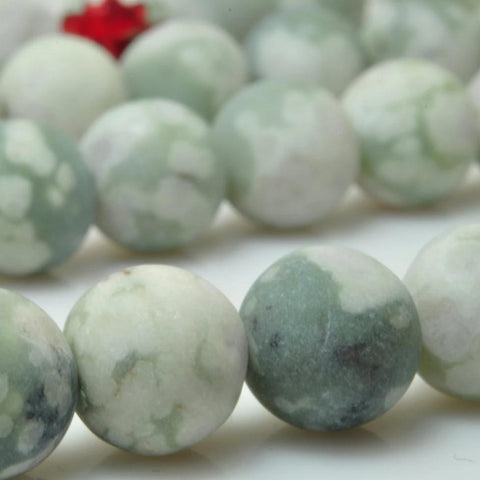YesBeads Natural Peace green jade matte round beads gemstone wholesale jewelry