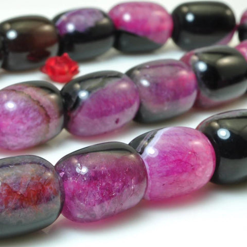 26 pcs of Rose red agate smooth drum beads in 11mm width X 13-14mm length
